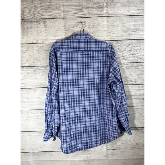 Tailorbyrd Collection - Men's L Blue Plaid Long Sleeve Button Up Shirt - Picture 4 of 4